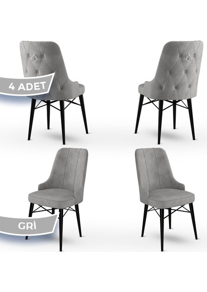 Concept Pare Serisi, 1.sınıf Babyface Ithal Kumaş, 4 Adet Sandalye, Siyah Gürgen Ayak, Gümüş Halkalı
