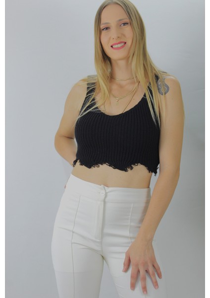 Kadın Örme Kolsuz Bayan Triko Siyah Standart fiyatları