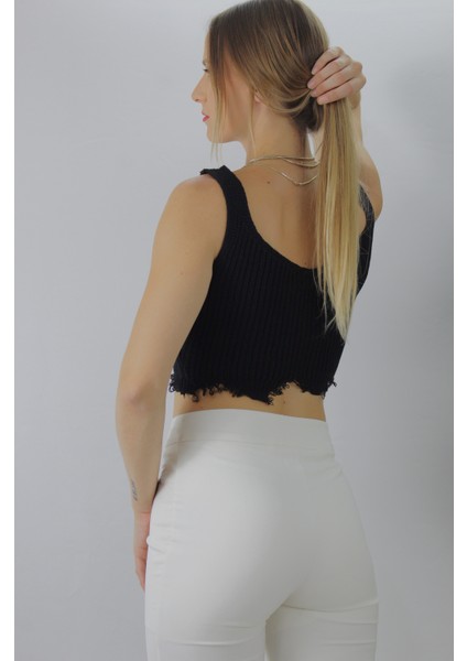 Kadın Örme Kolsuz Bayan Triko Siyah Standart indirimleri