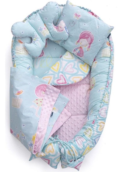 Babynest Bebek Uyku Seti Pamuktan 95X60 cm 5 Parça Turkuaz modelleri