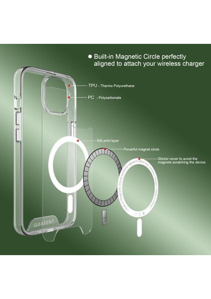 Space Serisi Apple iPhone 14 Plus Magsafe Özellikli Şeffaf Telefon Kılıfı