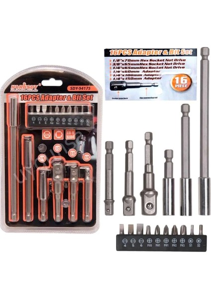 Bits Uç Seti Bits Uzatma Lokma Adaptör Yıldız Uç 16PCS