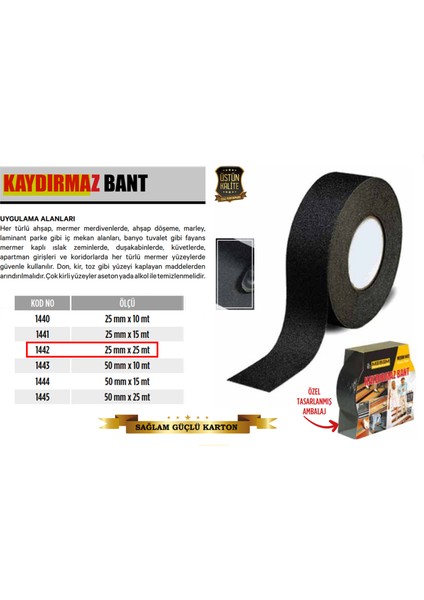 Kaydırmaz Bant 25 mm ( 1440 , 1441 , 1442 )