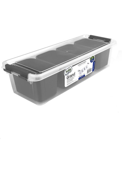 4 Bölmeli Derin Grand Organizer Kutu 3.5 Litre Füme