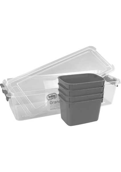 4 Bölmeli Derin Grand Organizer Kutu 3.5 Litre Füme fiyatları