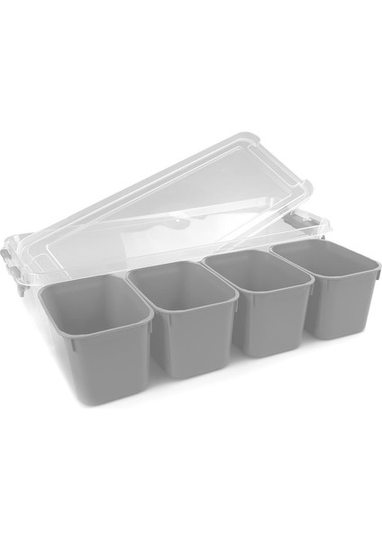 4 Bölmeli Derin Grand Organizer Kutu 3.5 Litre Gri