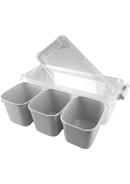 3 Bölmeli Derin Grand Organizer Kutu 1.8 Litre Gri