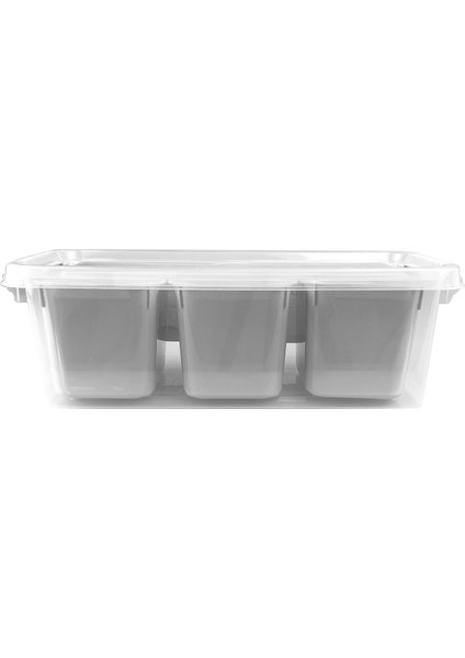 3 Bölmeli Derin Grand Organizer Kutu 1.8 Litre Gri