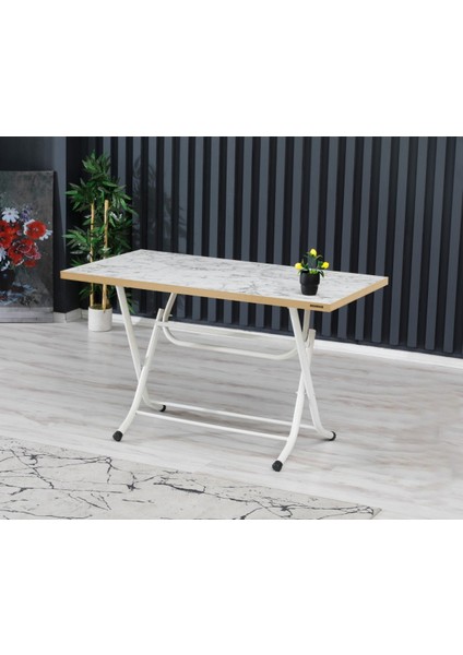 70 x 120 cm Katlanır Masa Kamp Masası Karavan Masası Mutfak Masası Balkon Masası Çalışma Masası Beyaz
