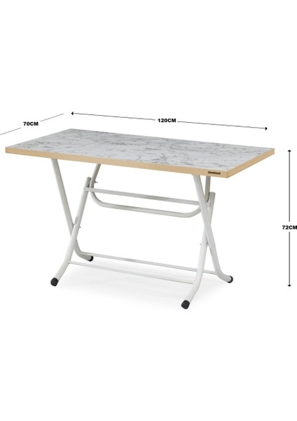 70 x 120 cm Katlanır Masa Kamp Masası Karavan Masası Mutfak Masası Balkon Masası Çalışma Masası Beyaz