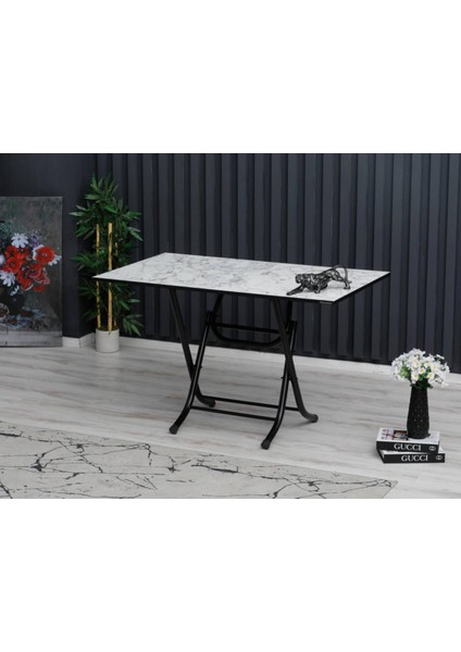 60 x 100 cm Katlanır Masa Kamp Masası Karavan Masası Mutfak Masası Balkon Masası Çalışma Masası Beyaz