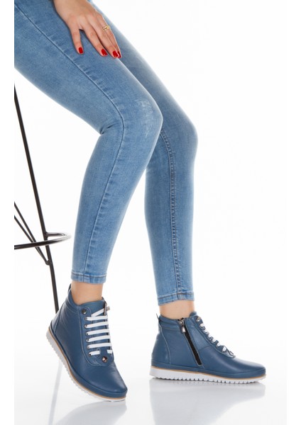 Hakiki Deri Günlük Topuksuz Spor Kadın Bot