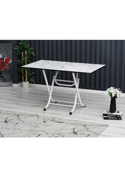 60 x 100 cm Katlanır Masa Kamp Masası Karavan Masası Mutfak Masası Balkon Masası Çalışma Masası Beyaz