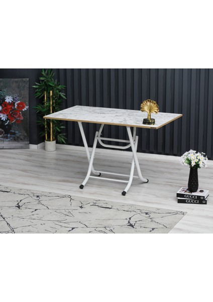 70 x 120 cm Katlanır Masa Kamp Masası Karavan Masası Mutfak Masası Balkon Masası Çalışma Masası Beyaz