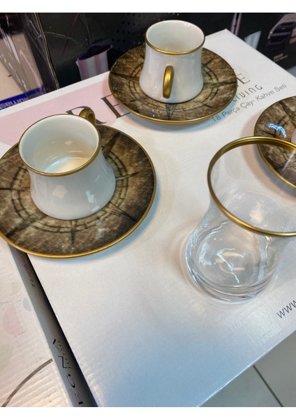 18 Parça Yaldızlı Kahve ve Çay Seti Panama Epic