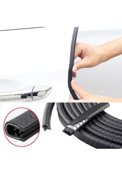 Oto Tuning Oto Araç Kapı Koruma Fitili 5metre Parlak Siyah Renk Çarpma Çizilme Önleyici Fitil