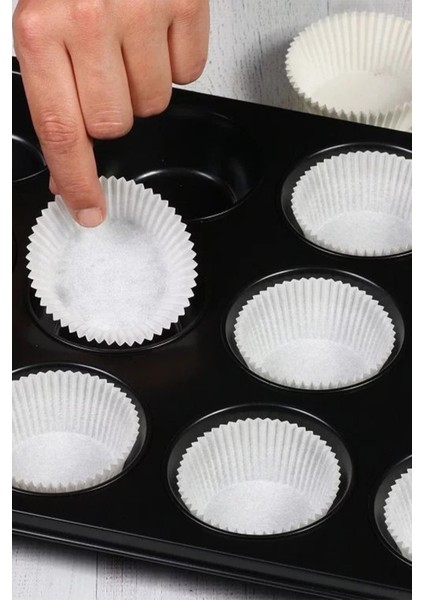 Kalıp Tepsi İçin Beyaz Renk Tek Kullanımlık Kağıt Muffin Kek Kalıbı 300 Adet