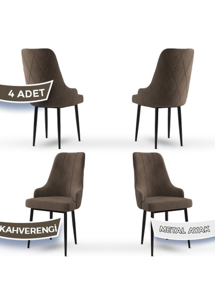 Concept Trex Serisi Babyface Kumaş Siyah Metal Ayak 4 Adet Sandalye