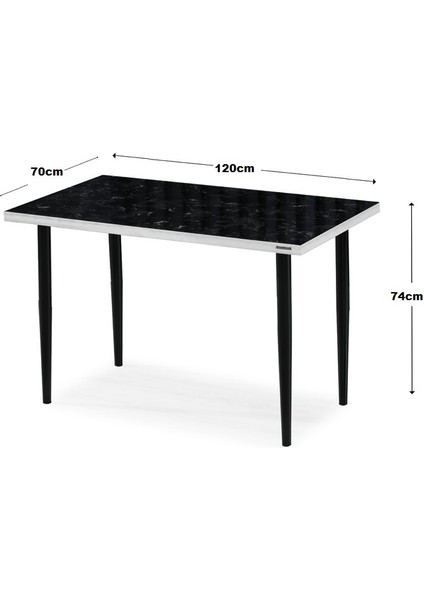 70 x 120 cm Masa Mutfak Masası Yemek Masası Çalışma Masası Siyah