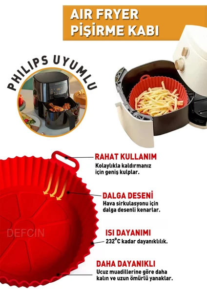 Philips Airfryer Uyumlu Silikon Pişirme Kabı Airfray Aifrey Fritöz Pişirme Kağıdı Silikonu