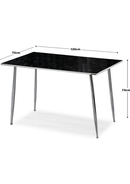 70 x 120 cm Masa Mutfak Masası Yemek Masası Çalışma Masası Siyah