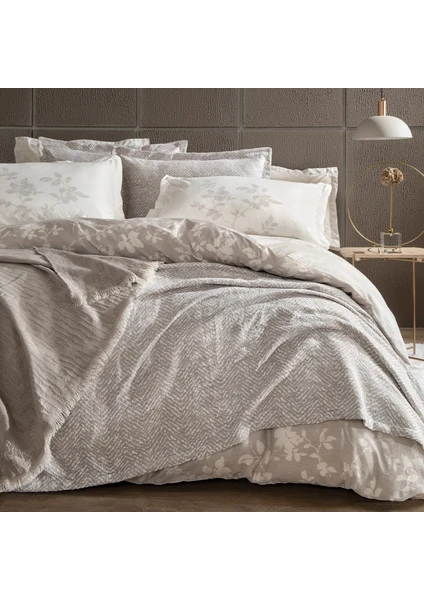 Bedding Etta Çift Kişilik Fall Winter Çeyiz Seti 8 Parça - Gri