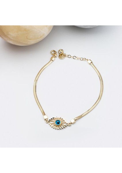 Altın Ezme Zincir Göz Bileklik