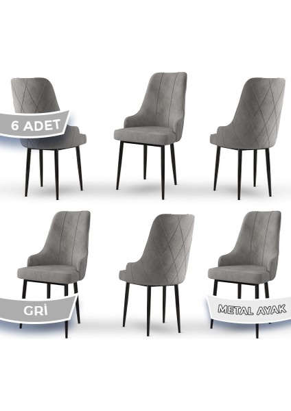 Concept Trex Serisi Babyface Kumaş Siyah Metal Ayak 6 Adet Sandalye