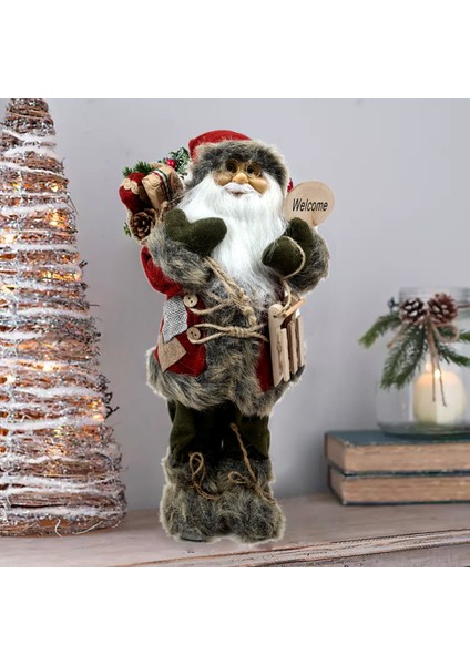 Binbirreyon Kırmızı Welcome Noel Baba Figür Yılbaşı Süsü 45 cm ME083-1