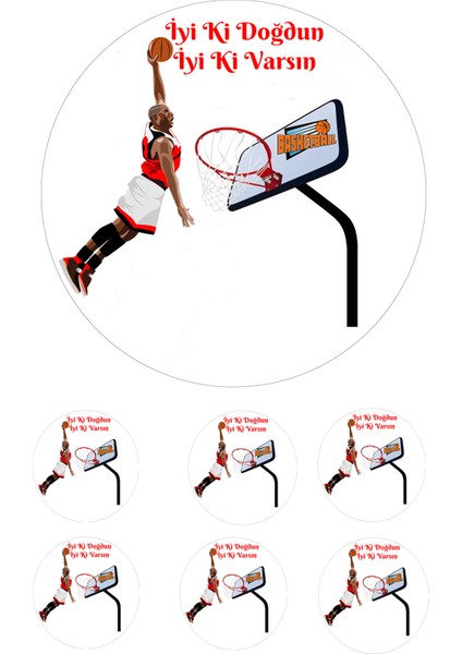 Yenilebilir Pasta Resmi Basketbol Pirinç Kağıdından 16 cm