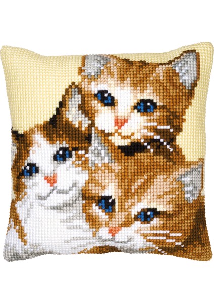 Yastık 1200 127 - Pn 0008506 Kedi Işlenecek Goblen Etamin