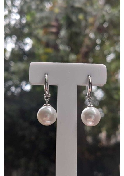 Gümüş İnci Küpe Yuvarlak