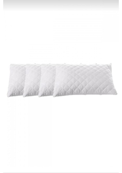 4 Adet Kapitoneli Sıvı Geçirmez Yastık Alezi Yastık Koruyucu Yastık Kılıfı Pamuklu Beyaz 50 x 70 cm