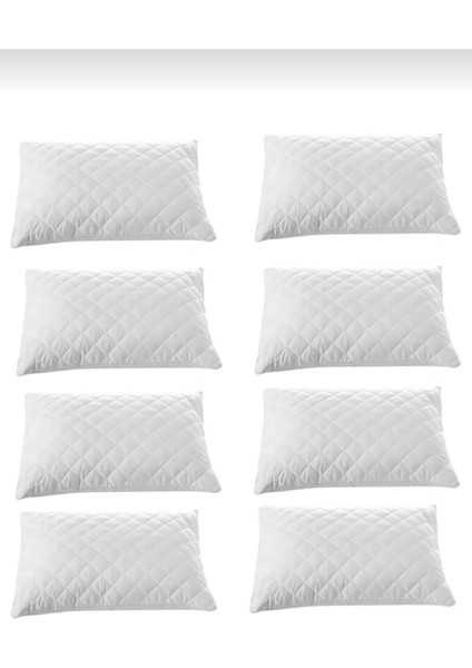 8 Adet Kapitoneli Sıvı Geçirmez Yastık Alezi Yastık Koruyucu Yastık Kılıfı Pamuklu Beyaz 50 x 70 cm