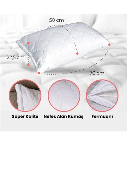 12 Adet Kapitoneli Yastık Koruyucuyastık Kılıfı Femuarlı 100% Pamuklu Terletmez 50X70M Ebatında Beyaz indirimleri