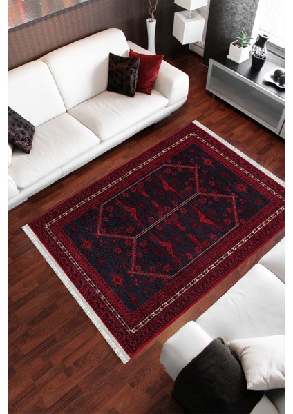 Homier Collection Kısa Saçaklı, Westa Serisi Yıkanabilir Kaymaz Taban Antibakteriyel Kilim Yolluk OT-4149A