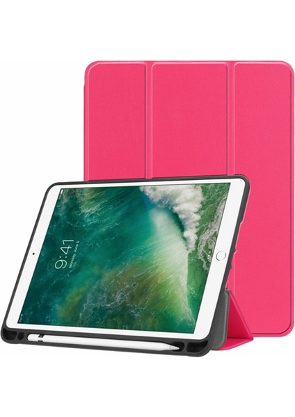 iPad 8.nesil 10.2 Uyumlu Wi-Fi Inç Kılıf Smart Cover Kalem Bölmeli Standlı Arkası Silikon Coverfc