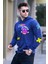 Lacivert Baskılı Kapüşonlu Sweatshirt 5896 1