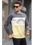 Füme Bisiklet Yaka Baskılı Sweatshirt 6013 1