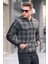 Kapşonlu Ekoseli Sweatshirt Haki 2843 1