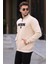 Açık Bej Baskılı Fermuar Detaylı Sweatshirt 6003 2