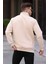 Açık Bej Baskılı Fermuar Detaylı Sweatshirt 6003 3