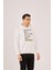 Ekru Erkek Regular Fit Kapüşonlu Sweatshirt 3