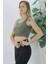 Kadın Beli Lastikli Crop Haki L 2