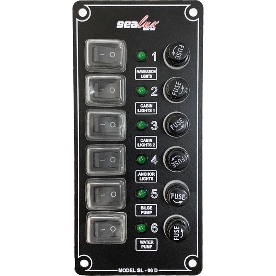 Goldsea Mairne Sealux Tekne Switch Panel 6 Anahtarlı Dikey 12-24v Kontrol Paneli