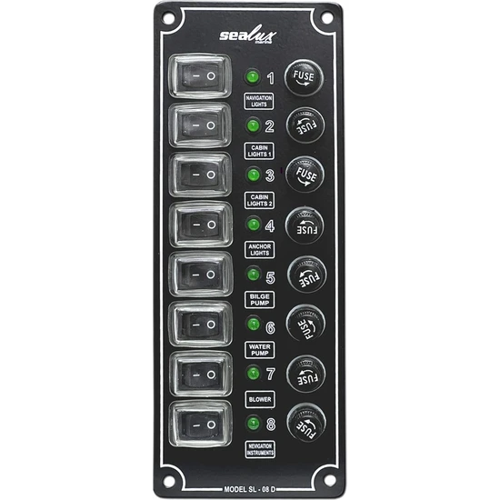 Goldsea Tekne Switch Panel 8 Anahtarlı Dikey 12-24v Sigorta Paneli