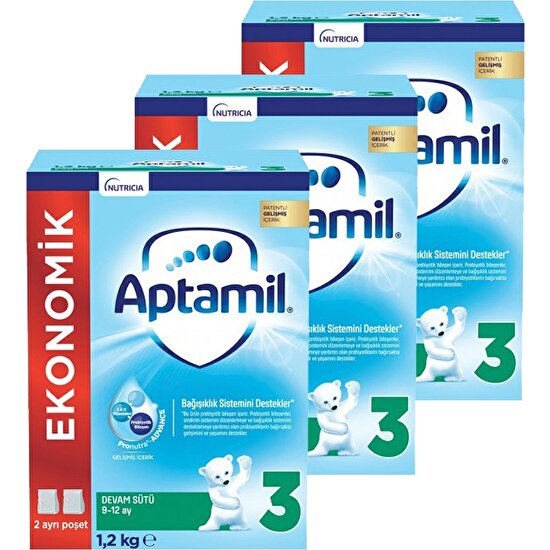 Aptamil 3 Devam Sütü Yeni Formül 1200 gr x 3 Adet