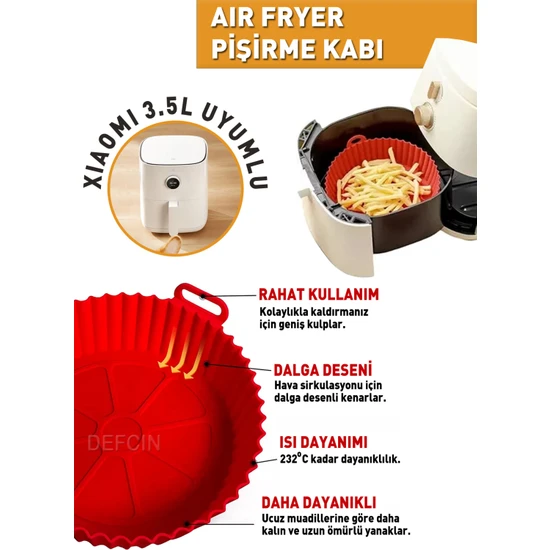 Xiaomi Airfryer Uyumlu Silikon Pişirme Kabı Airfray Aifrey Fritöz Pişirme Kağıdı Silikonu