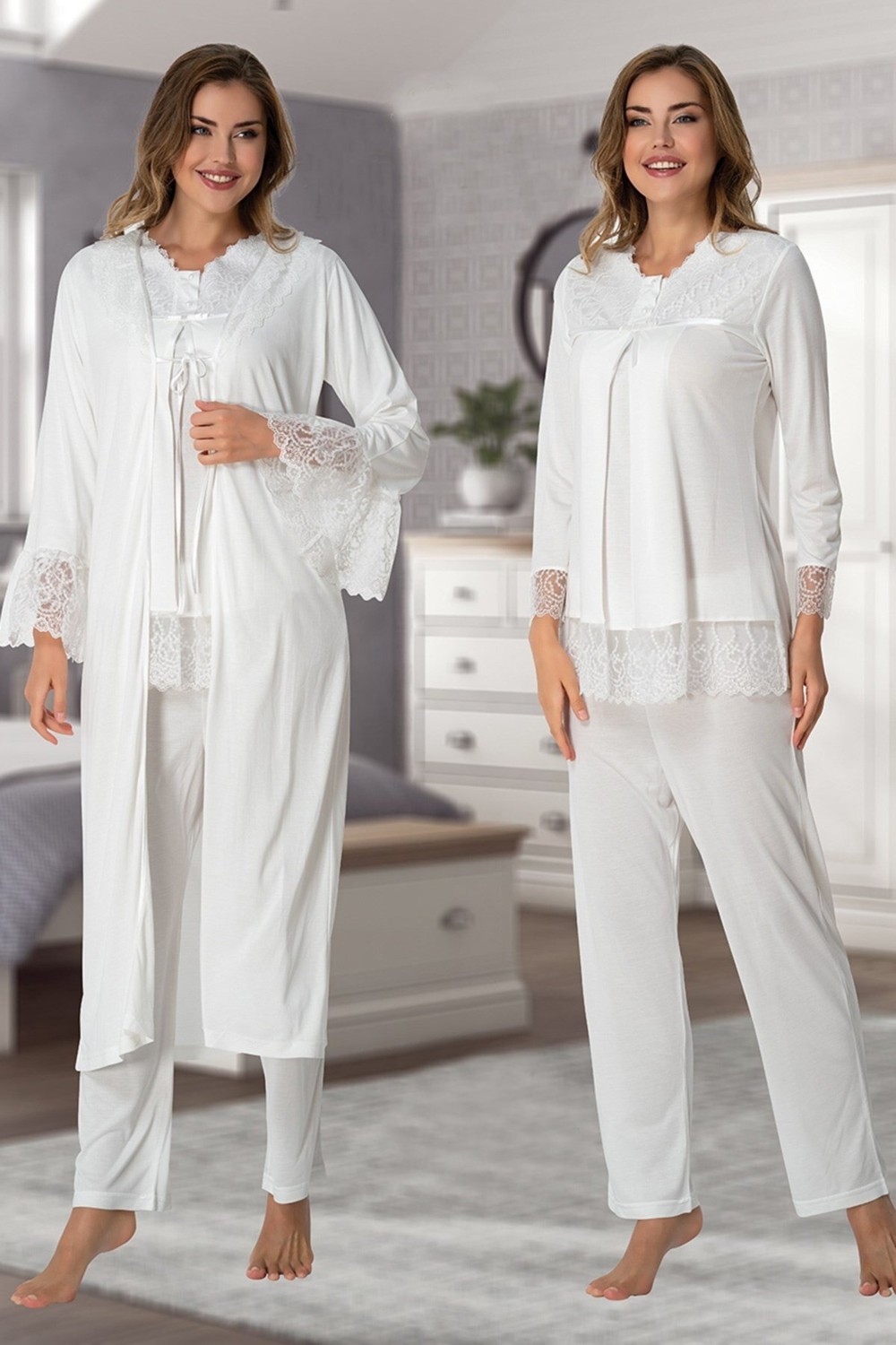 Effort Puerpera Effortt Kadın Hamile Lohusa Pijama Takımı ve Sabahlık 7044