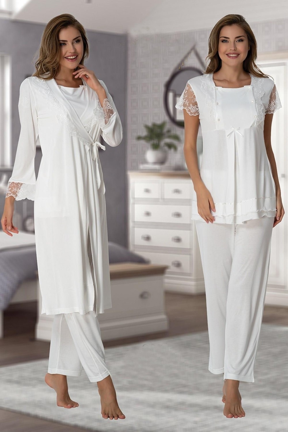 Effort Puerpera Effortt Kadın Hamile Lohusa Pijama Takımı ve Sabahlık 2054